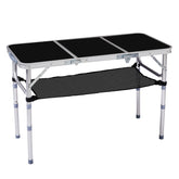 HAOYYE Black with 3 Adjustable Heights Outdoor Folding Camping Table, Portable Aluminum Foldable Patio Side Table, Lightweight and Durable Design with Carry Handle for Hiking, Picnic, BBQ, Beach, Indoor or Outdoor Use